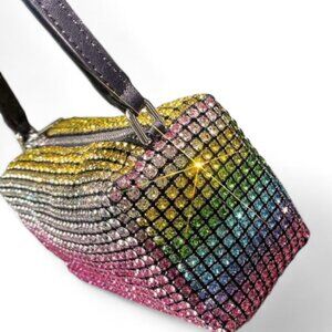 Unbranded New Rainbow Rhinestone Clutch Bag Multi-Color Gradient Party Purse